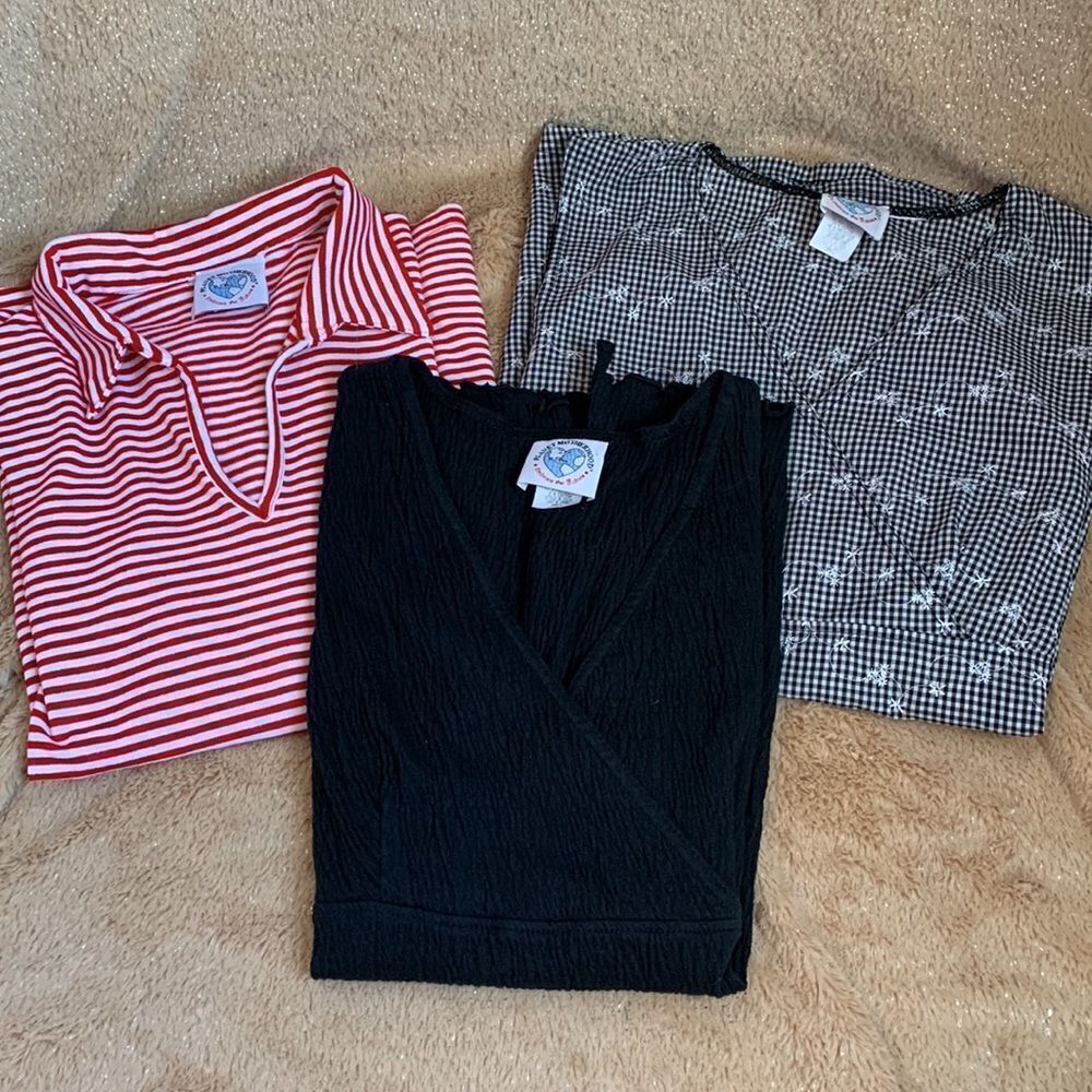 Planet Motherhood Maternity Lot of 3 Tunic Tops Shirts S Black/Red